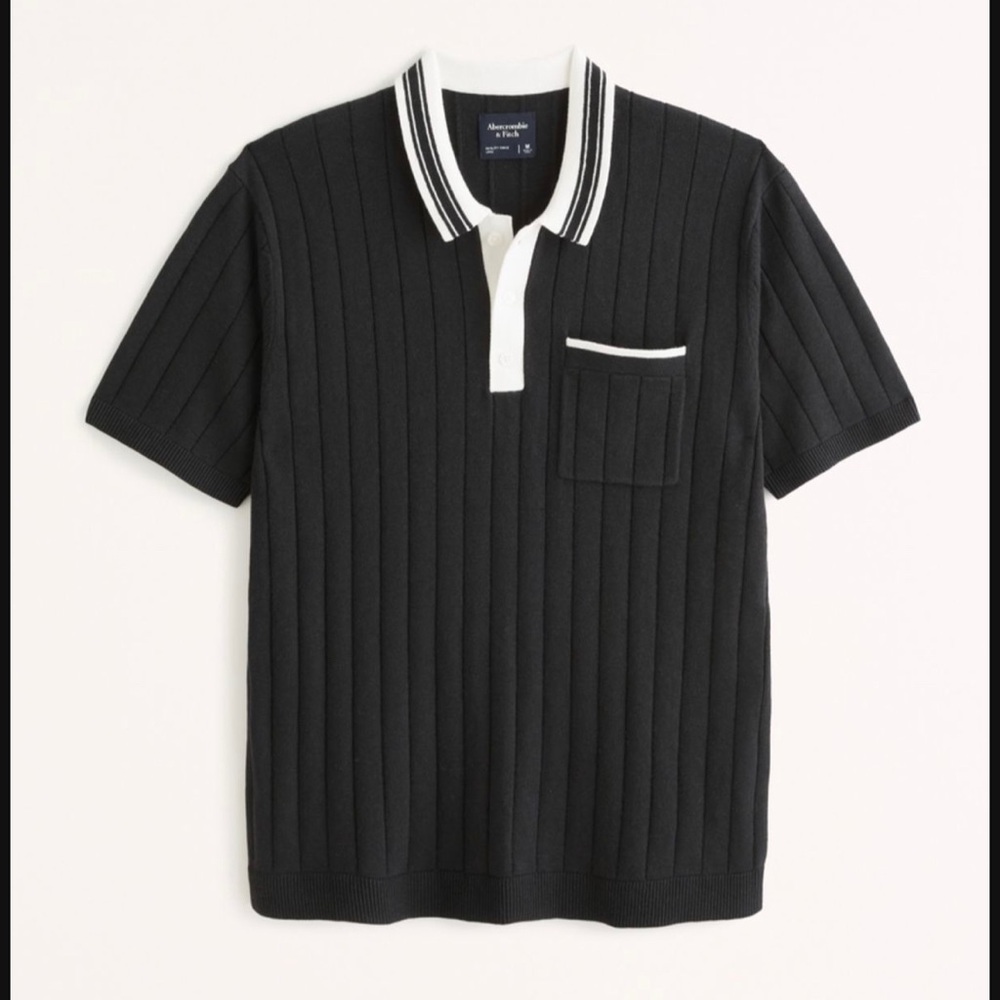 Men's Black Sweater Polo